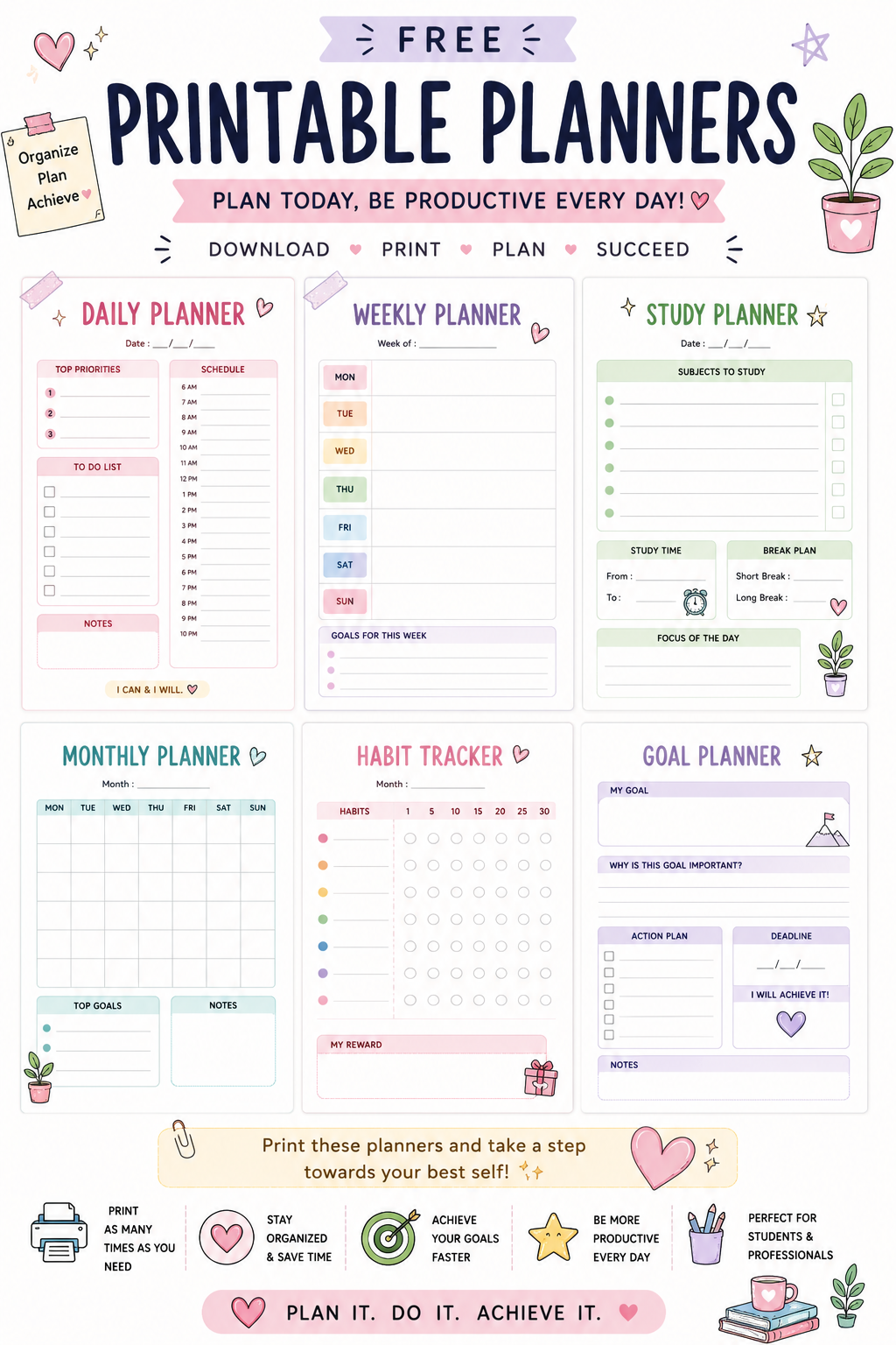 Minimalist Digital Planner Printables For Productivity ✨ Boost your productivity using Printable Planner Templates created to simplify organization, time management and personal planning. 🚀 ✨ Browse Premium Printable Planners #PrintablePlanner #ProductivityPlanner #PlannerTemplate #Productivity #PlanningCommunity